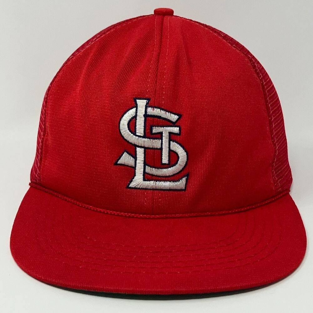 Vintage 80s St Louis Cardinals Trucker Hat Baseball Cap Amoco Oil Snapback Red